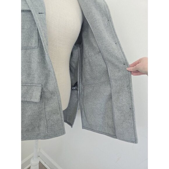 Sanctuary Fisher Grey Faux Fur Oversize Relaxed Cargo Car Coat Jacket Shacket M - Picture 9 of 11
